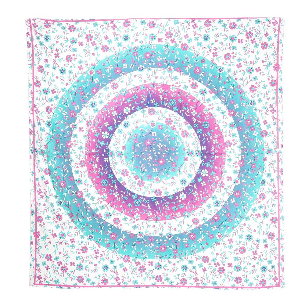 Oussum Decorative Tapestry Blue-Pink Floral Print Ceiling Décor Cover Wall Art